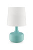 17" Blue Metal Bedside Table Lamp with White Shade
