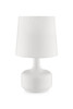 17" White Metal Bedside Table Lamp with Off-White Shade