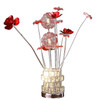 21" Silver and Clear Metal and Faux Crystal Geometric And Roses Bedside Lamp