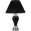 27" Black and Silver Ceramic Urn Table Lamp with Black Empire Shade