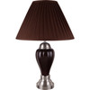 27" Silver Ceramic Urn Bedside Table Lamp with Brown Empire Shade
