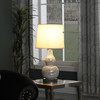 20" White Table Lamp with White Globe Shade