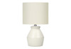 17" Cream Ceramic Geometric Table Lamp with Cream Drum Shade