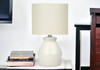17" Cream Ceramic Geometric Table Lamp with Cream Drum Shade