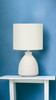 17" Cream Ceramic Round Table Lamp with Cream Drum Shade