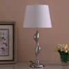 24" Silver Bedside Table Lamp with White Empire Shade