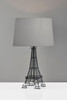 25" Black Acrylic Paris Desk Table Lamp with Gray Drum Shade