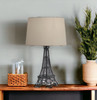 25" Black Acrylic Paris Desk Table Lamp with White Drum Shade