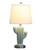 22" Pale Blue Green Ceramic Cactus Table Lamp with White Shade