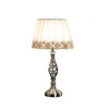 23" Antiqued Brass Metal Novelty Bedside Lamp with Brown and White Empire Shade