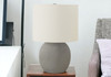 20" Concrete Gray Round Table Lamp with Ivory Drum Shade