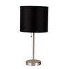16" Silver Metal Candlestick Table Lamp with Black Classic Drum Shade