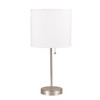 20" Silver Metal Candlestick Table Lamp with White Classic Drum Shade