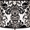 20" Silver Metal Table Lamp with Black And White Classic Drum Shade
