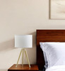Gold Metal Adjustable Height Tripod Table Lamp with White Drum Shade