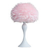24" Glam Pink Faux Feather and White Metal Table Lamp