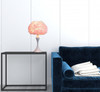 24" Glam Pink Faux Feather and White Metal Table Lamp