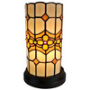 11" Brown and Beige Mosaic Tile Stained Glass Accent Lamp
