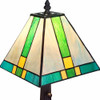 15" Dark Brown Metal Candlestick Table Lamp with Green Shade