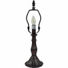15" Dark Brown Metal Candlestick Table Lamp with Ivory Dome Shade