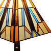 15" Dark Brown Metal Candlestick Table Lamp with Orange and Ivory Empire Shade