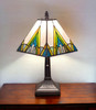 15in Dark Brown Metal Candlestick Table Lamp with Beige Shade