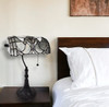 16" Dark Brown Table Lamp with White and Silver Shade