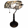 16" Dark Brown Table Lamp with White and Silver Shade