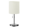 Set of Two 17" Silver Metal Candlestick USB Table Lamps with Ivory Drum Shade