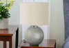19" Gray Round Table Lamp with Ivory Drum Shade