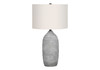 27" Gray Cylinder Table Lamp with Ivory Drum Shade