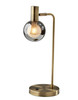 18" Antiqued Brass Metal Cylinder Desk Table Lamp with Gray Globe Shade with Starling LED Bulb