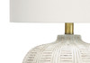21" Gold and White Urn Table Lamp with Ivory Drum Shade