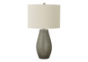 24" Gray Round Table Lamp with Ivory Drum Shade
