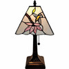 15" Dark Brown Candlestick Table Lamp with Ivory and Red Birds Novelty Shade