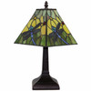 15" Dark Brown Metal Candlestick Table Lamp with Green Empire Lamp Shade