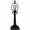 15" Dark Brown Metal Candlestick Table Lamp with Green Empire Lamp Shade
