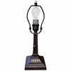 15" Dark Brown Metal Candlestick Table Lamp with Pink and Black Empire Shade