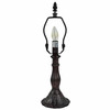 15" Dark Brown Metal Candlestick Table Lamp with Red and Black Novelty Shade