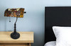 19" Dark Brown Candlestick Table Lamp with Beige Dome Shade