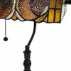 19" Dark Brown Candlestick Table Lamp with Beige Dome Shade
