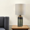 23" Black Glass Bedside Table Lamp with White Shade