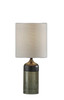 23" Black Glass Bedside Table Lamp with White Shade