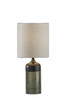 23" Black Glass Bedside Table Lamp with White Shade