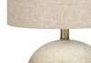 20" Beige Concrete Round Table Lamp with Beige Drum Shade