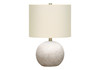 20" Gray Concrete Round Table Lamp with Ivory Drum Shade