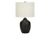 22" Black Ceramic Urn Table Lamp with Ivory Drum Shade