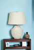 20" Cream Concrete Urn Table Lamp with Cream Empire Lamp Shade