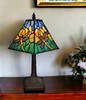 15" Dark Brown Metal Candlestick Table Lamp with Green Empire Shade
