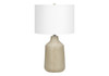 24" Beige Concrete Urn Table Lamp with Ivory Drum Shade